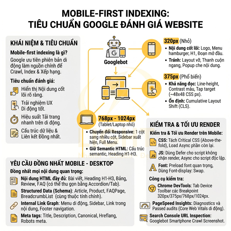 Infographic hướng dẫn tối ưu website chuẩn mobile first indexing theo tiêu chuẩn Google